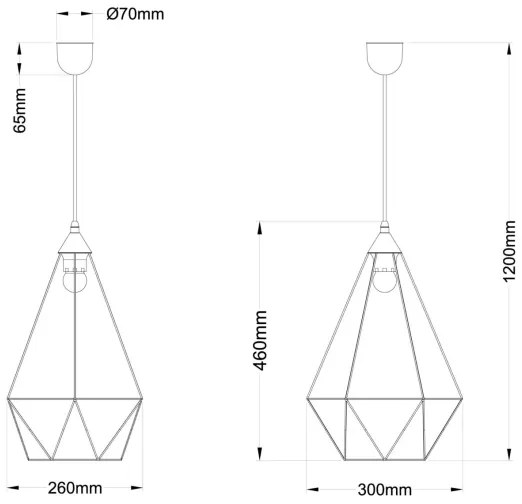 Lustră pe cablu Globo 15745H1 ZACHARY 1xE27/60W/230V d. 30 cm