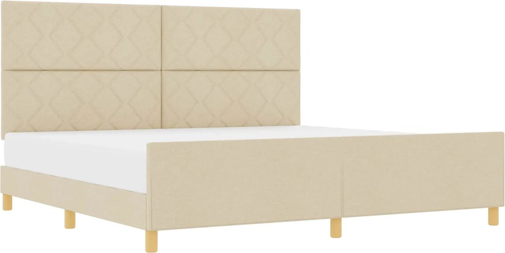 vidaXL Cadru de pat cu headboard Crem 200 x 200 cm țesătură