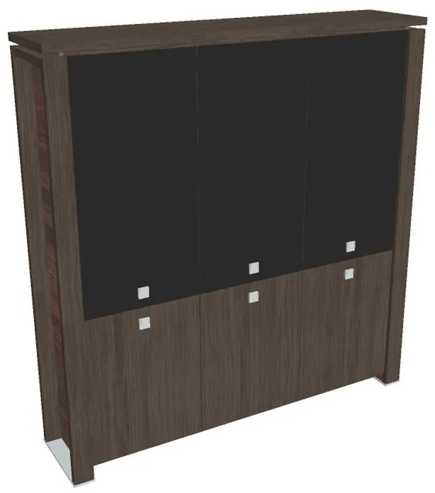 Dulap înalt Verno+ 200 x 46 x 210 cm, uși combinate, stejar antracit / negru