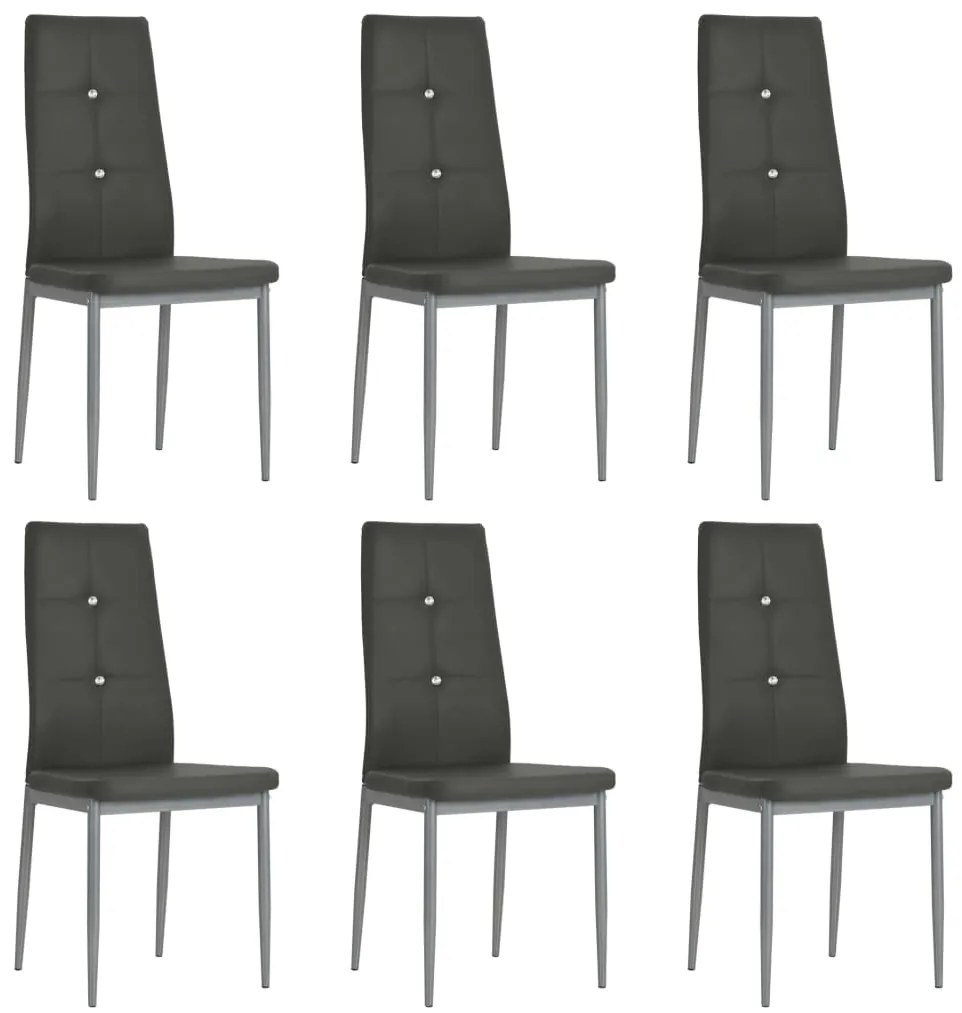 vidaXL Scaune de sufragerie, 6 buc., gri, piele ecologică