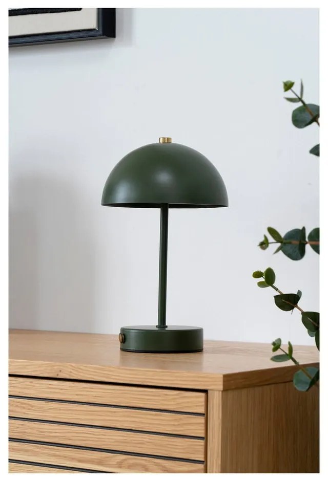 Veioză verde-închis LED cu abajur din metal (înălțime 25 cm) Holt – House Nordic