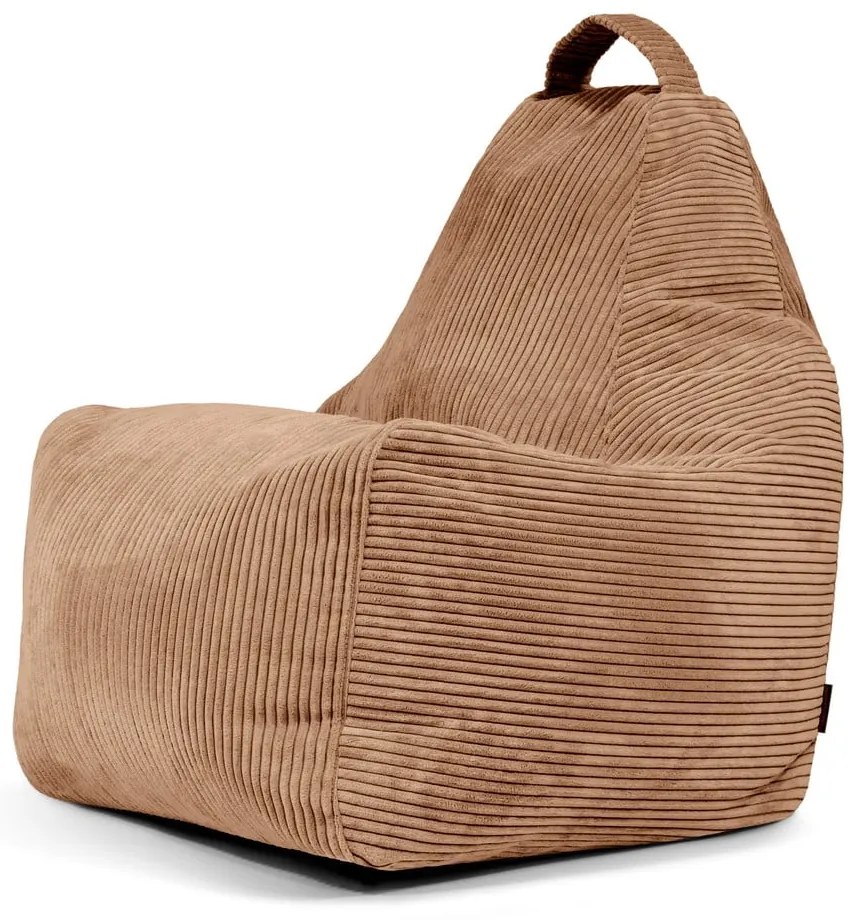 Fotoliu bean bag maro cu tapițerie din catifea reiată Play Amuse – SLOWDOWN