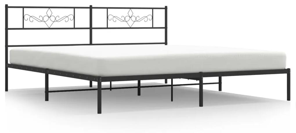 355274 vidaXL Cadru de pat metalic cu tăblie, negru, 200x200 cm