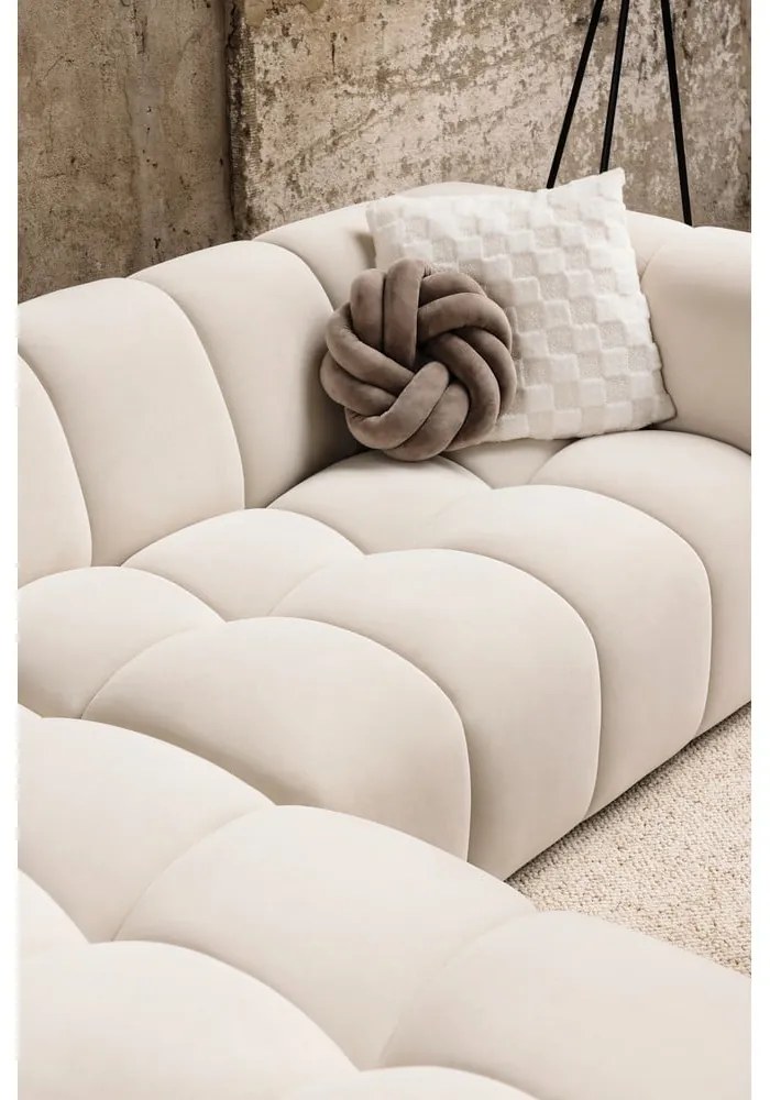 Colțar gri cu tapițerie din catifea (cu colț pe partea stângă, cu șezlong) Cube – Bonami Selection