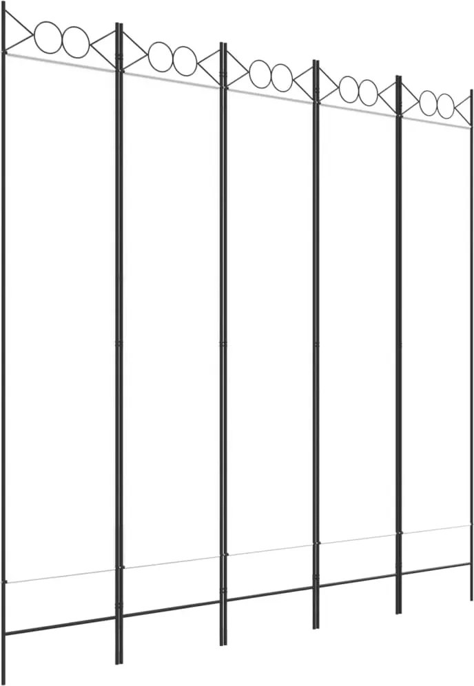 vidaXL Paravan de cameră cu 5 panouri, alb, 200x200 cm, textil