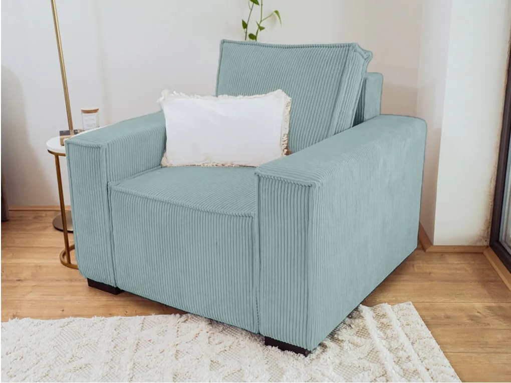 Fotoliu cu taburet SMART SET, albastru deschis