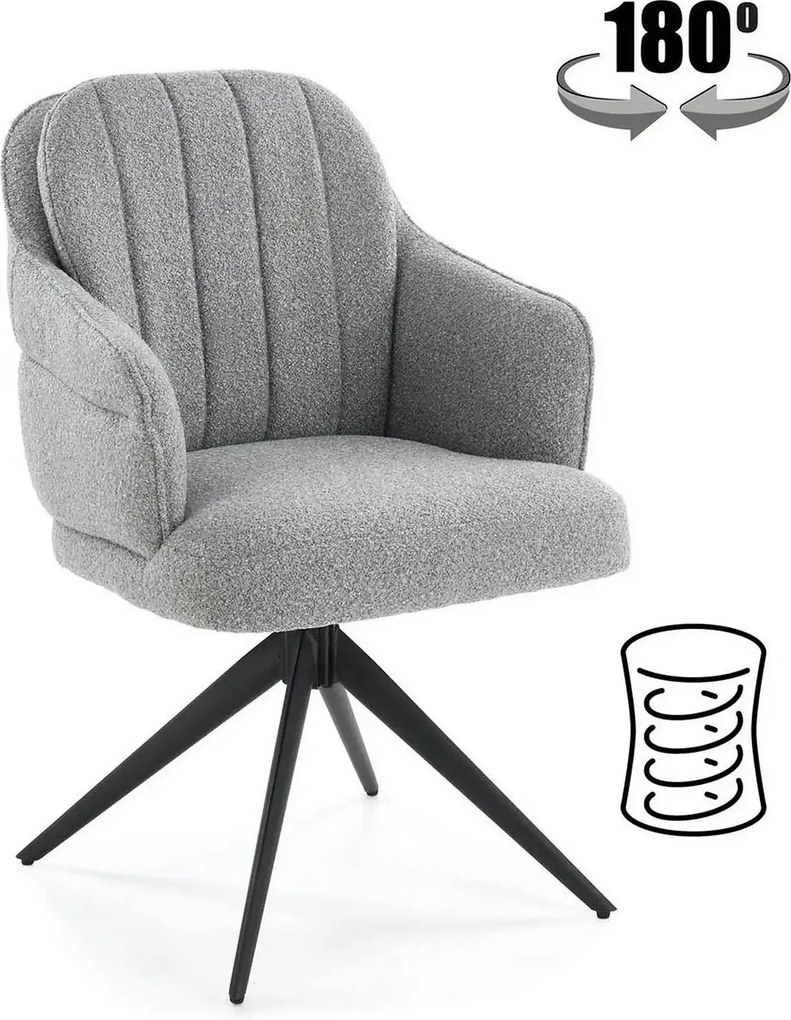 Scaun K570, gri/negru, stofa/otel, 61x70x92 cm