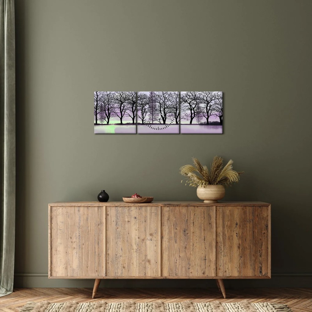 Tablou - Barcă pe lac (cu ceas) (90x30 cm)