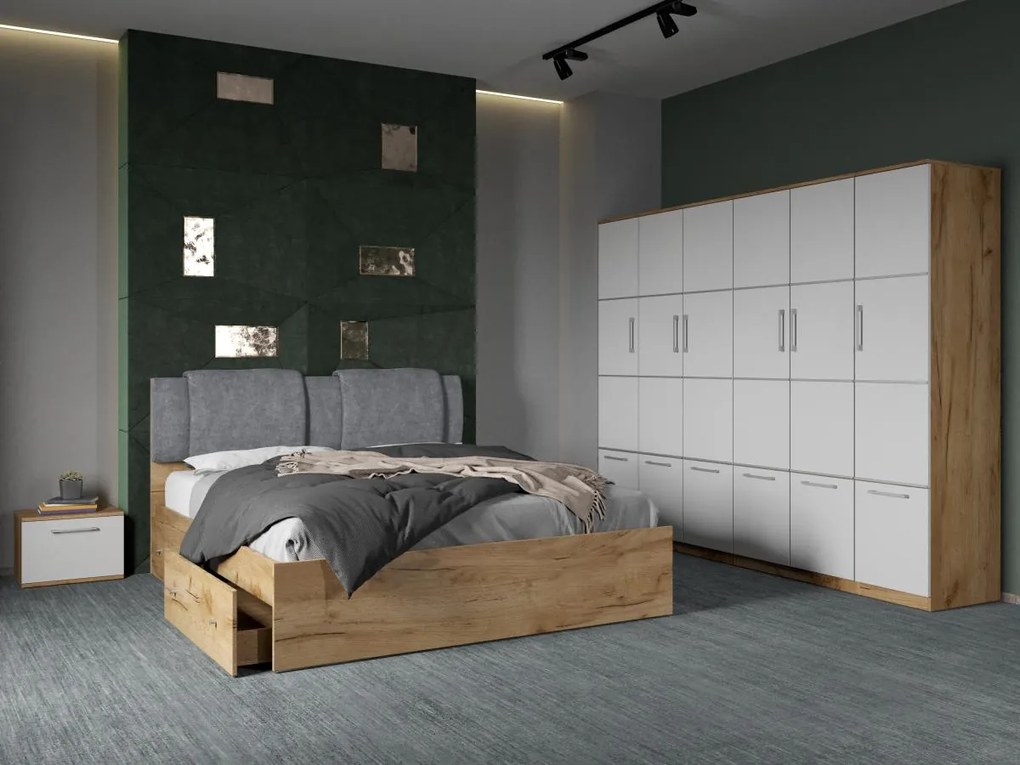 Set mobila dormitor 4 piese Alb/Stejar Adapto C18