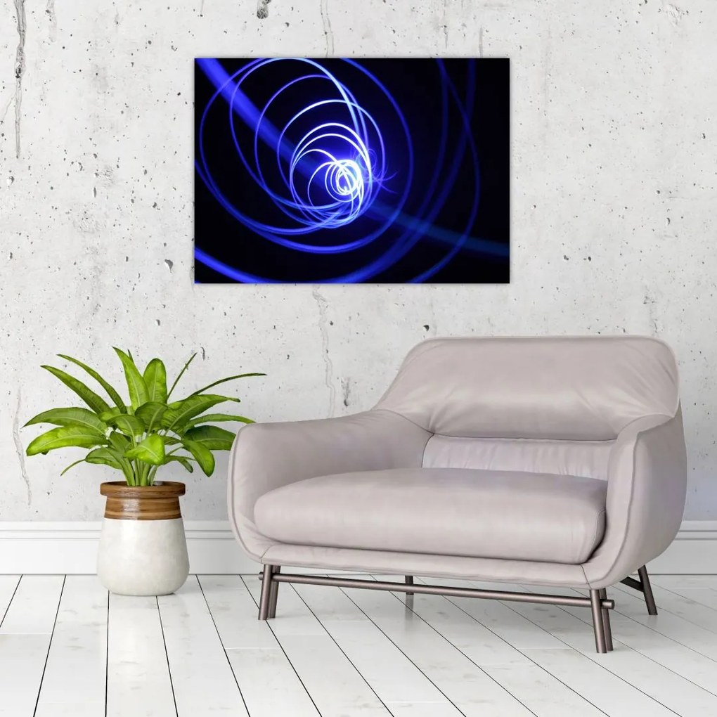 Tablou pe sticlă cu spirale albastre (70x50 cm)