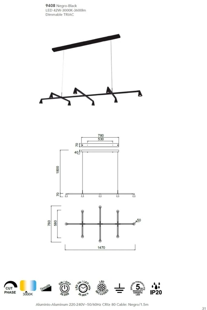Lustra LED suspendata stil minimalist AFRICA 8L