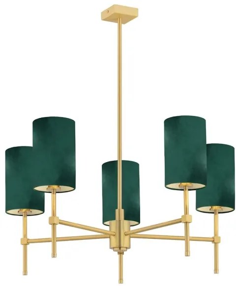 Lustră pe tijă ABRUZZO 5xE14/7W/230V alamă/verde Argon 2147