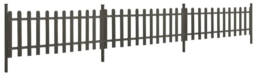 Gard din sipci cu stalpi, 3 buc., 614x80 cm, WPC 3, Gri, 614 x 80 cm