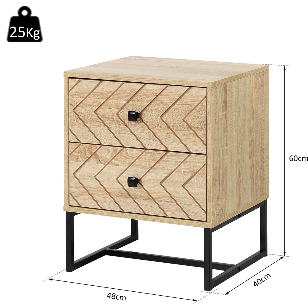 HomCom noptiera stil industrial, 2 sertare, 48x39,5x60cm | Aosom Romania
