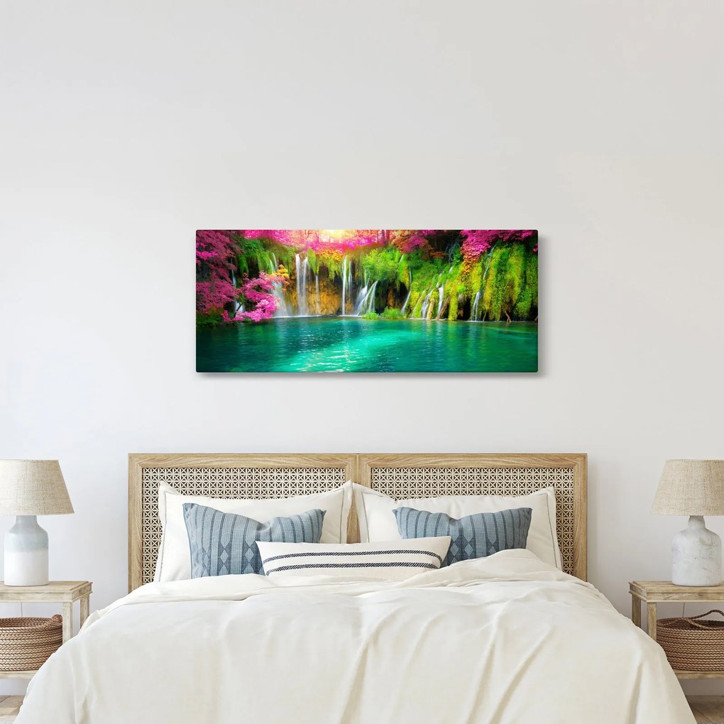 Tablou - Cascada, Lacurile Plitvice, Croația (120x50 cm)