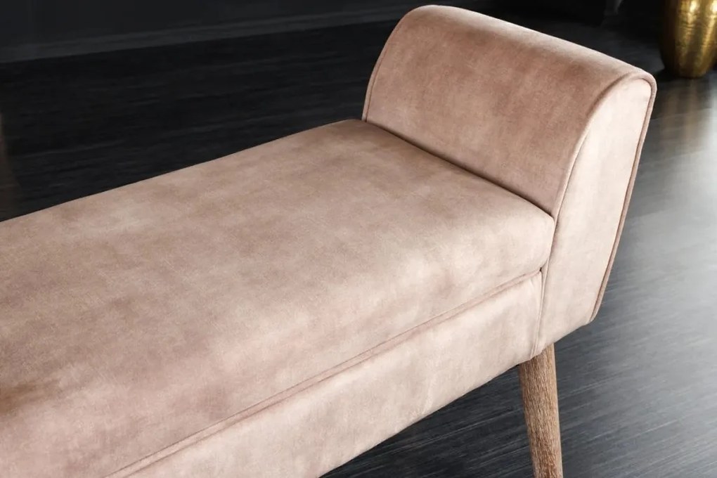 Bancheta eleganta, tapitata Scarlett 90cm, catifea bej cafea A-43279 VC