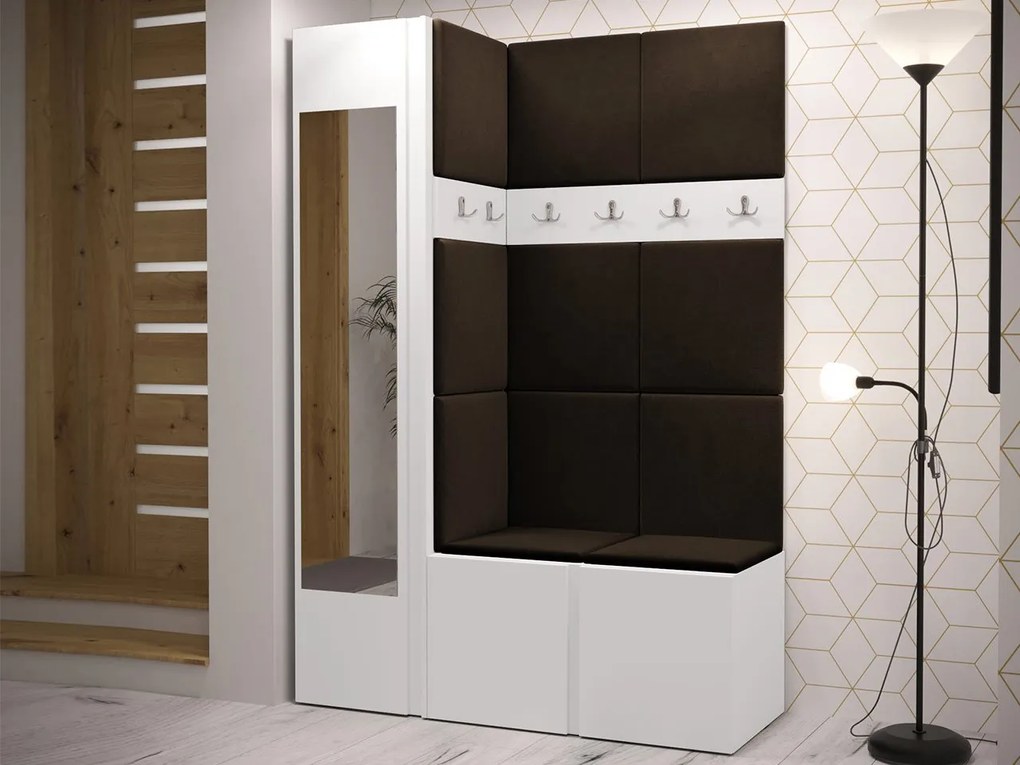 Mobilier hol Tovenaz X (Alb + maro) (cu oglindă). 1104802