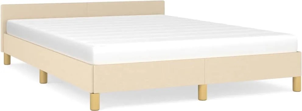 vidaXL Cadru de pat fără saltea, crem, 140x190 cm, textil
