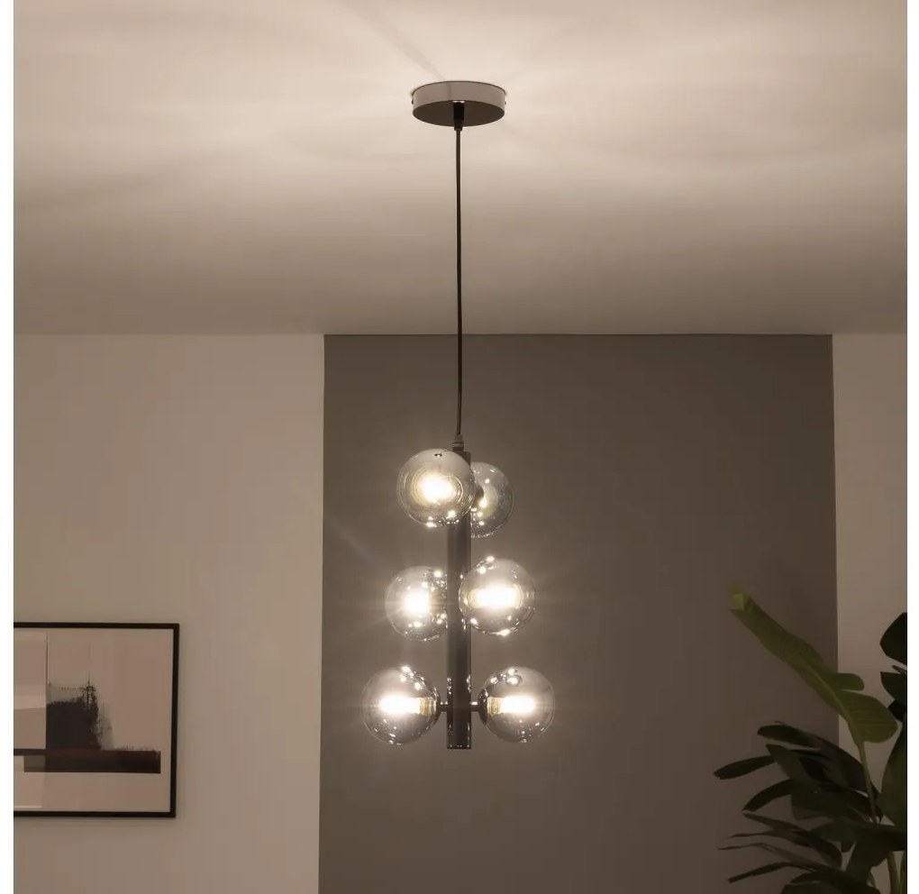 Brilagi - Lustră LED suspendată pe cablu MILLA, 6x G9/3W/230V, negru cromat/sticlă fumurie