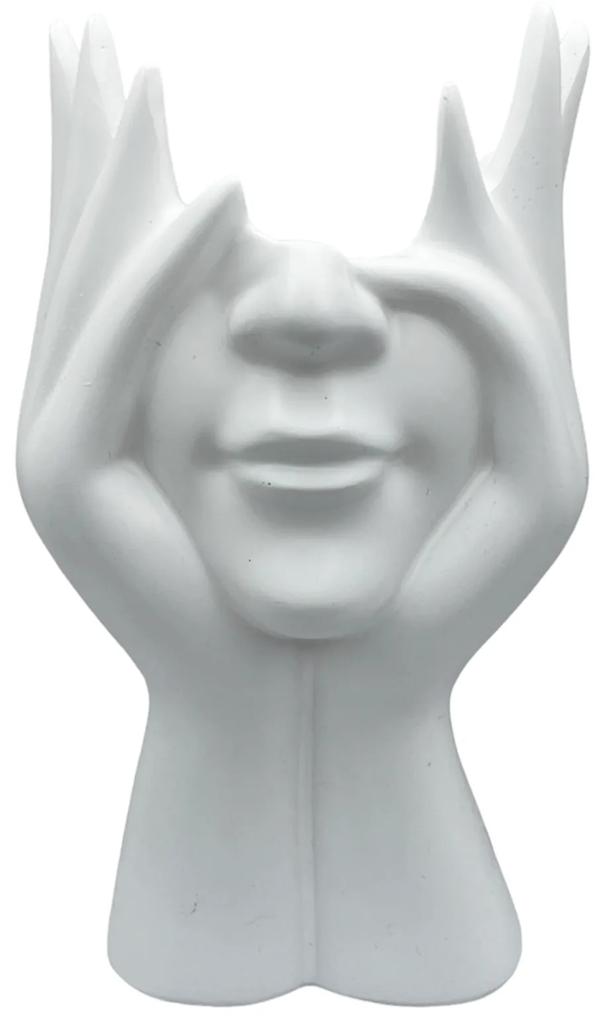 Vaza Half Face 17cm, Alb, Ceramica