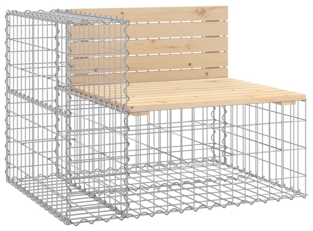 834380 vidaXL Bancă de grădină design gabion, 92x71x65,5cm, lemn masiv de pin