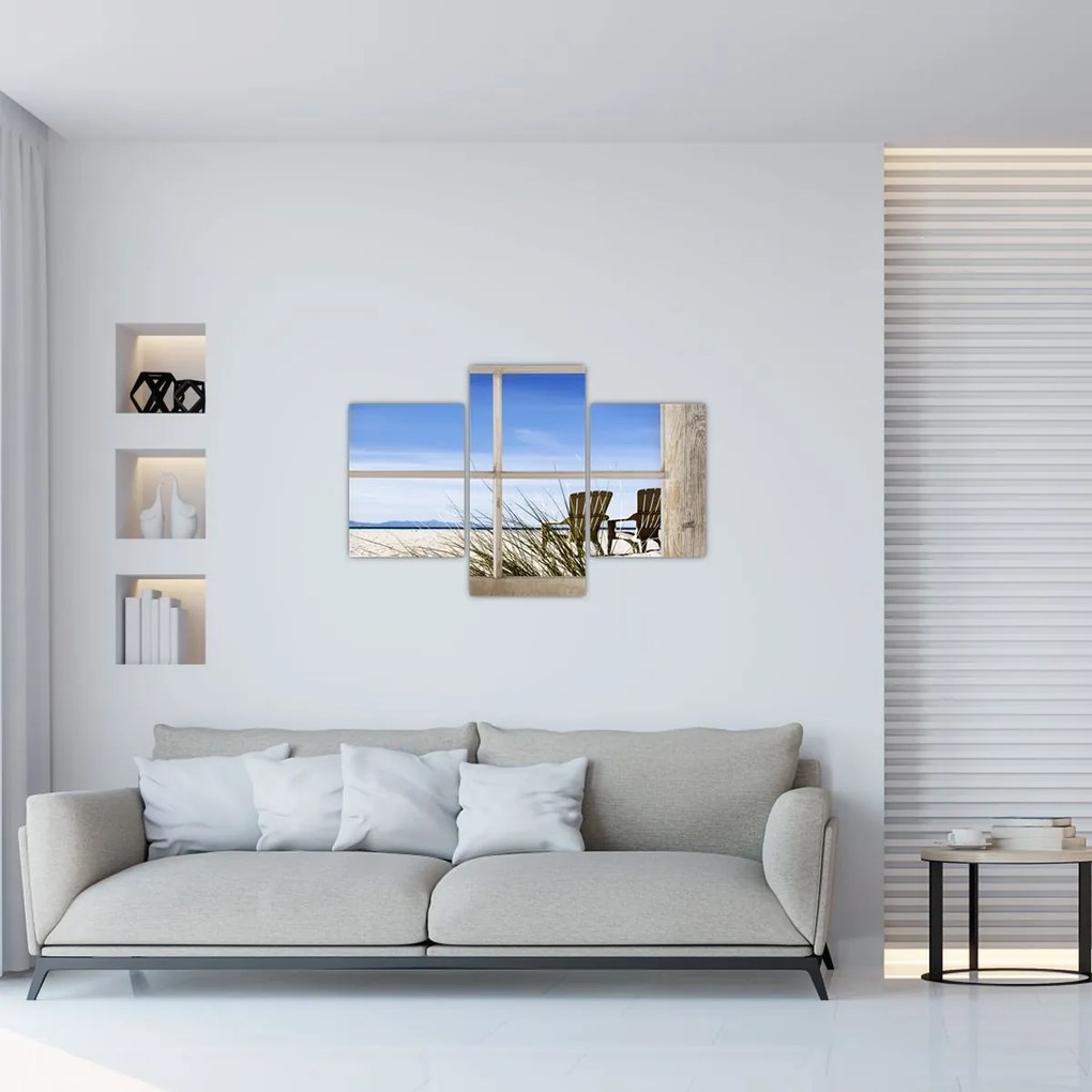 Tablou - Fereastră cu vedere la plajă (90x60 cm)