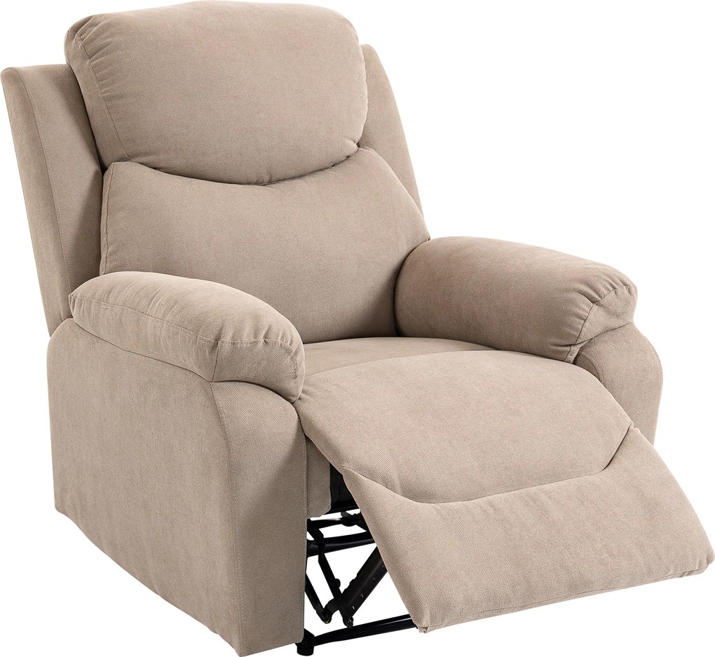 HOMCOM Fotoliu Rabatabil Manual cu Pernă Groasă, Suport pentru Picioare, 85x93x105cm, Bej | Aosom Romania