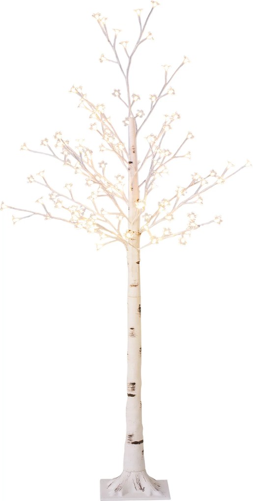 HOMCOM Copac Di Betulla Con 120 Lumini Led Înalt 150cm 3 Niveluri Luminosità Alb | Aosom Romania