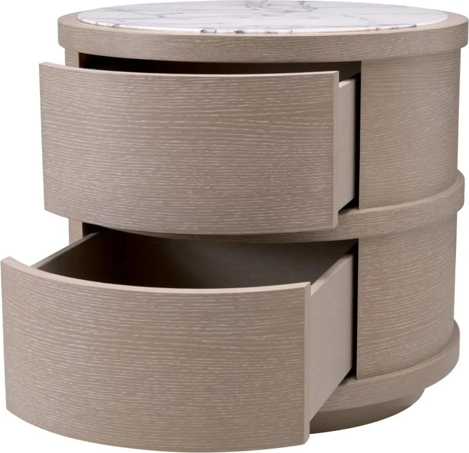 Noptiera/ masuta laterala design LUX Cabana round, stejar albit