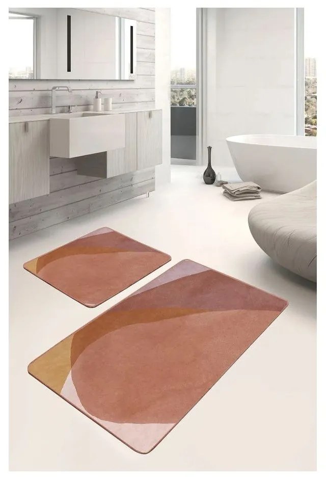 Covorașe de baie maro 2 buc. din catifea 60x100 cm – Mila Home