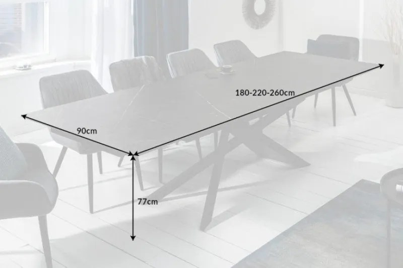 Masa extensibila moderna Euphoria 180-220-260cm, Graphit-Optik