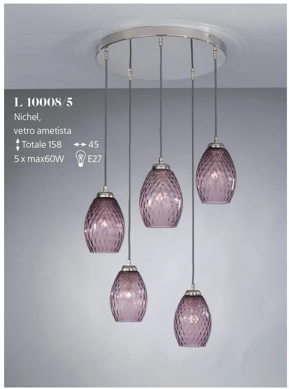 Lustra moderna cu 5 pendule design italian 10008 Amethyst