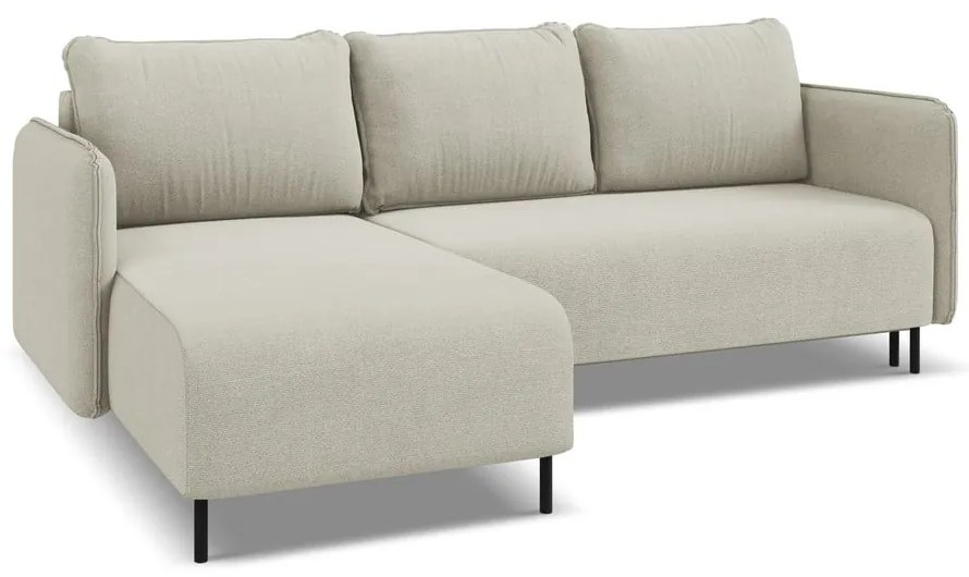 Colțar bej extensibil/cu spațiu de depozitare (cu colț pe partea stângă) Luana – Makamii