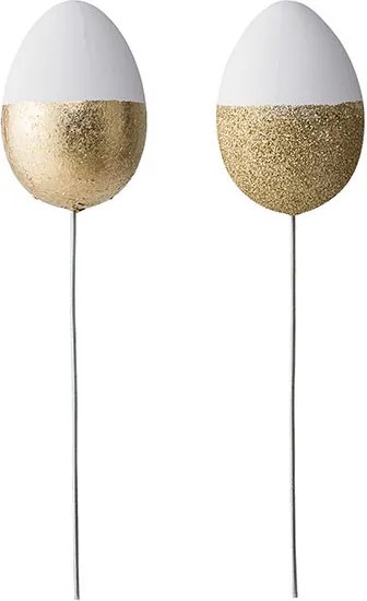 Set 2 decoratiuni albe/aurii din plastic si polistiren 22 cm Zoe Bloomingville