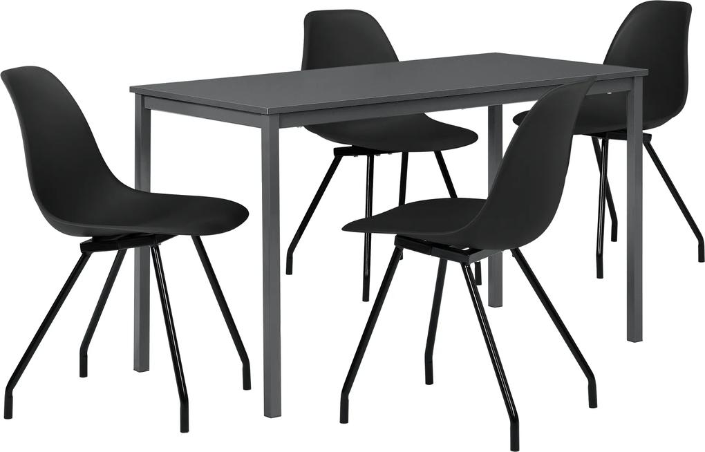 [en.casa]® Masa bucatarie/salon design elegant (120x60cm) - cu 4 scaune negre elegante