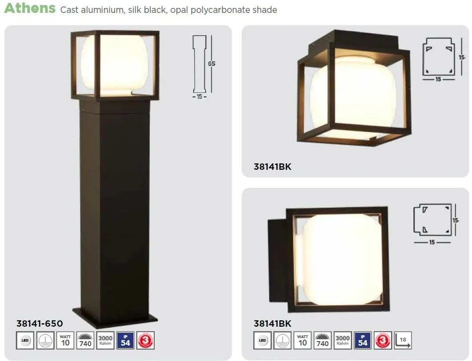 Stalp mediu iluminat LED exterior IP54 Athens 65cm