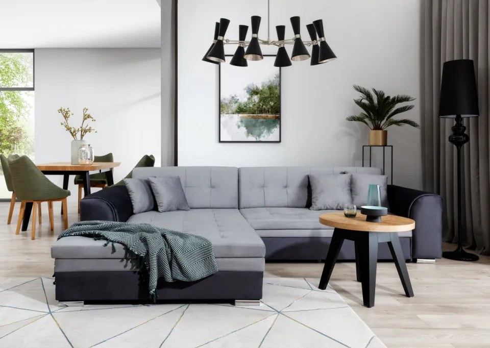 Coltar tapitat, extensibil, 295x80x195 cm, Sorento L02, Eltap (Culoare: Alb / Soft 17)