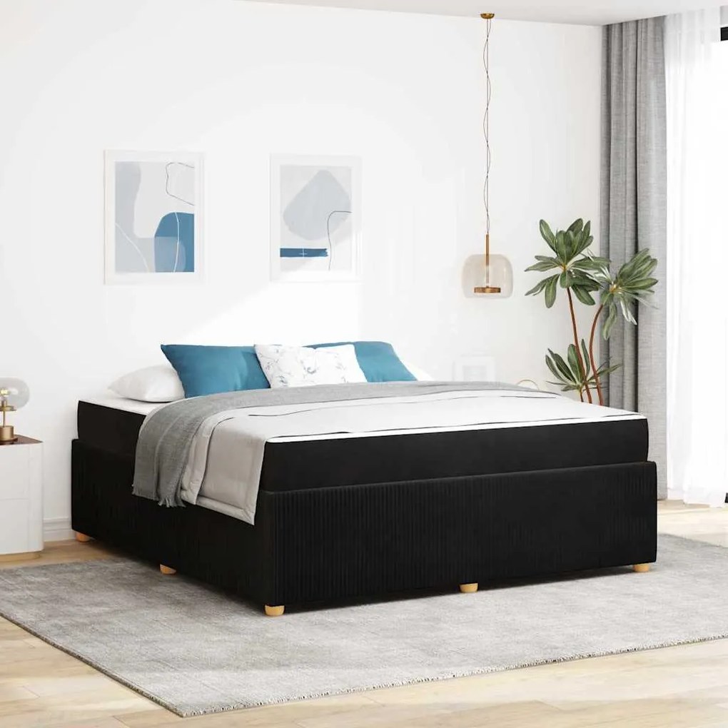 vidaXL Cadru de pat cu saltea Altele Negru 180 x 200 cm Catifea