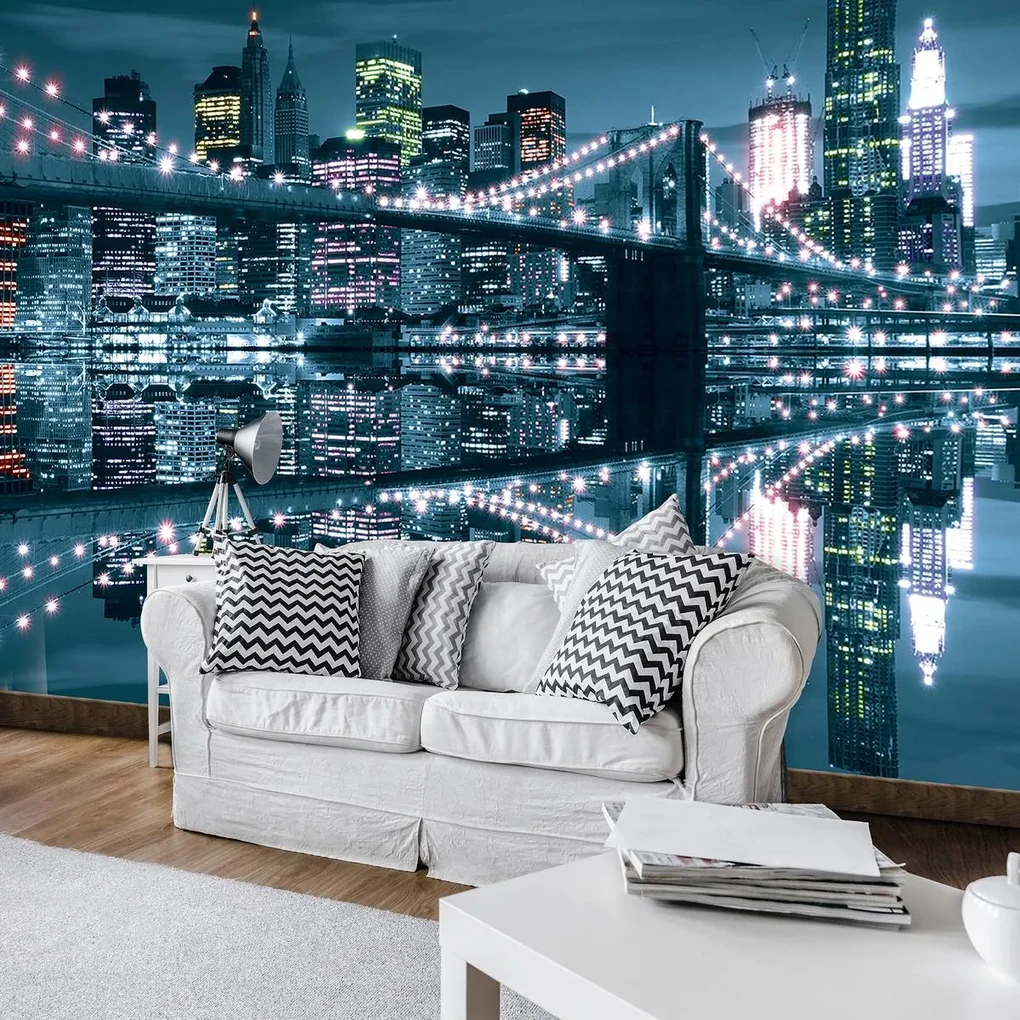 Fototapet - New York Bridge noaptea (152,5x104 cm), în 8 de alte dimensiuni noi