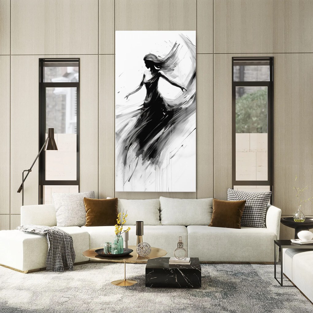 Tablou Canvas, 100x200cm, Dormitor si Living, Femei, Siluete, Dancing Woman Drawn