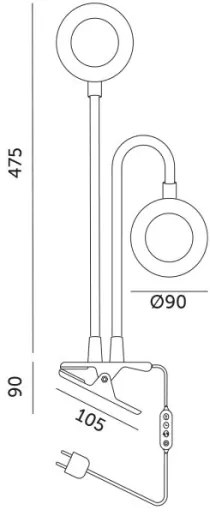 Lampă LED flexibilă dimabilă de masă cu clemă pentru creșterea plantelor VITARO 2xLED/4W/230V negru