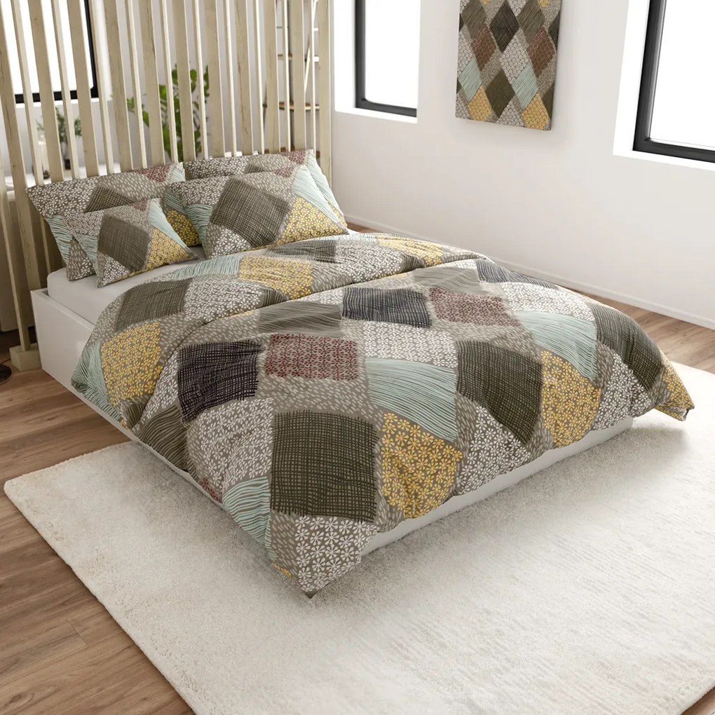 Lenjerie de pat din microfibra PATCH ELEGANCE maro Dimensiune lenjerie de pat: 70 x 80 cm | 140 x 200 cm