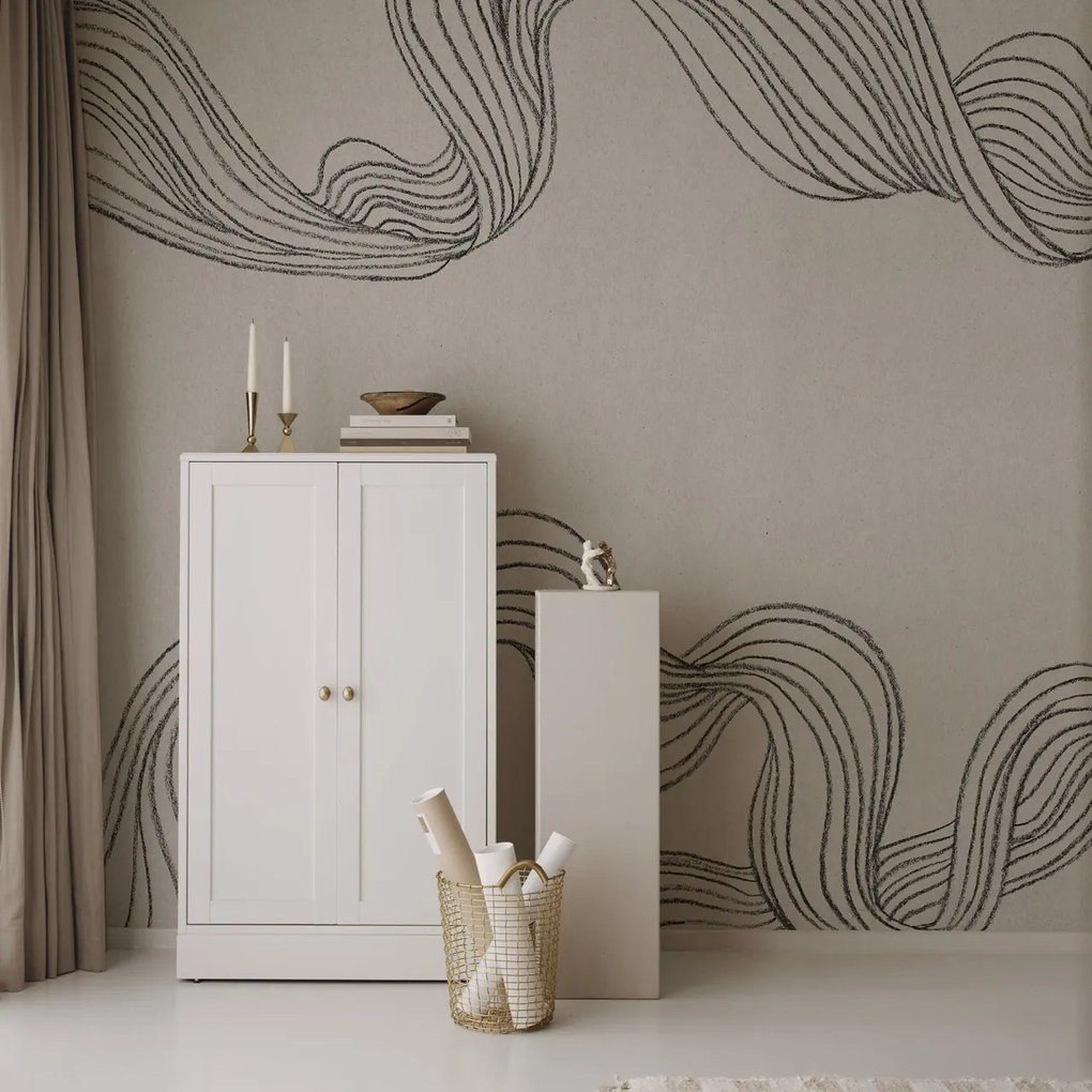 Fototapet, Stripes by Hand, Graphite, Rebel Walls