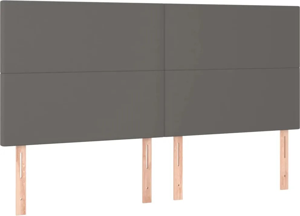 vidaXL Tăblie de pat gri 160x5x118/128 cm piele ecologică