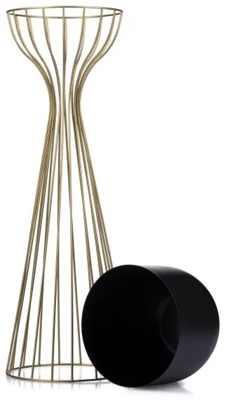 Ghiveci metalic de flori LOFT 68x20 cm auriu/negru