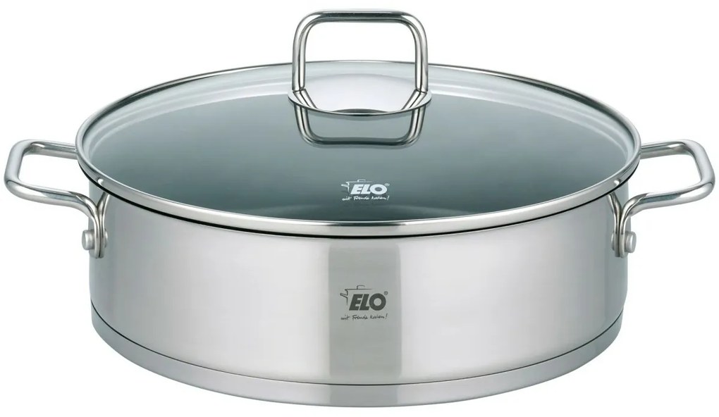 Elo 72438 Cratiță din oțel inoxidabil cu capac dinsticlă Citrin 28 cm