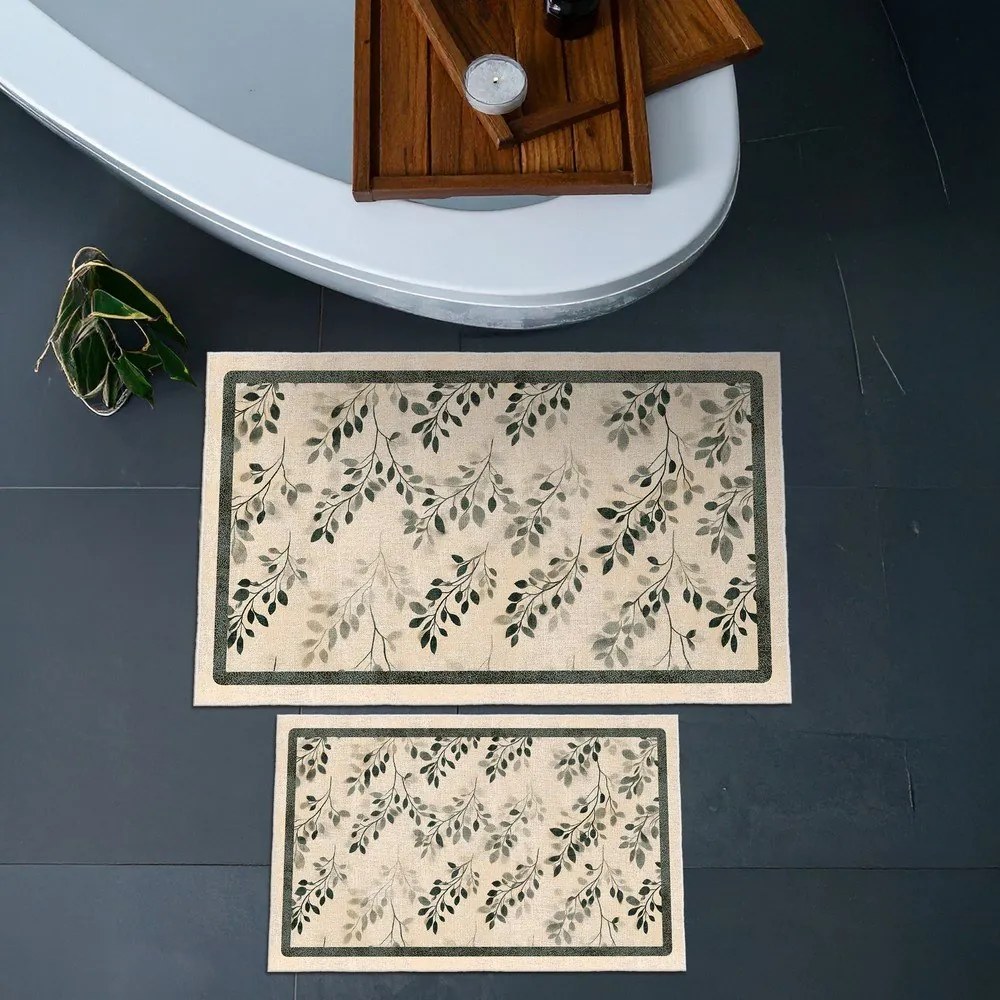 Covorașe de baie bej 2 buc. 60x100 cm – Foutastic