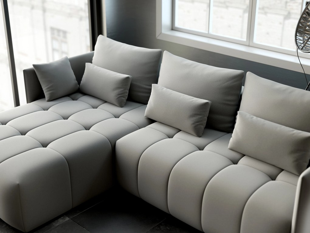 Colțar extensibil dumonde cu ladă de depozitare si sezut confortabil din spuma high-density, Malta Royal Grey 235x185 cm