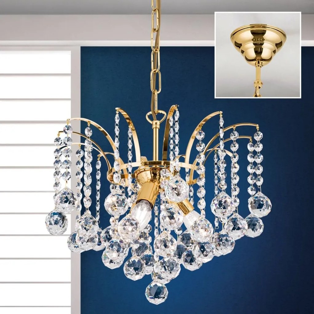 Candelabru cristal Asfour design lux KRISTALL KLASSISCH 3L gold/clear