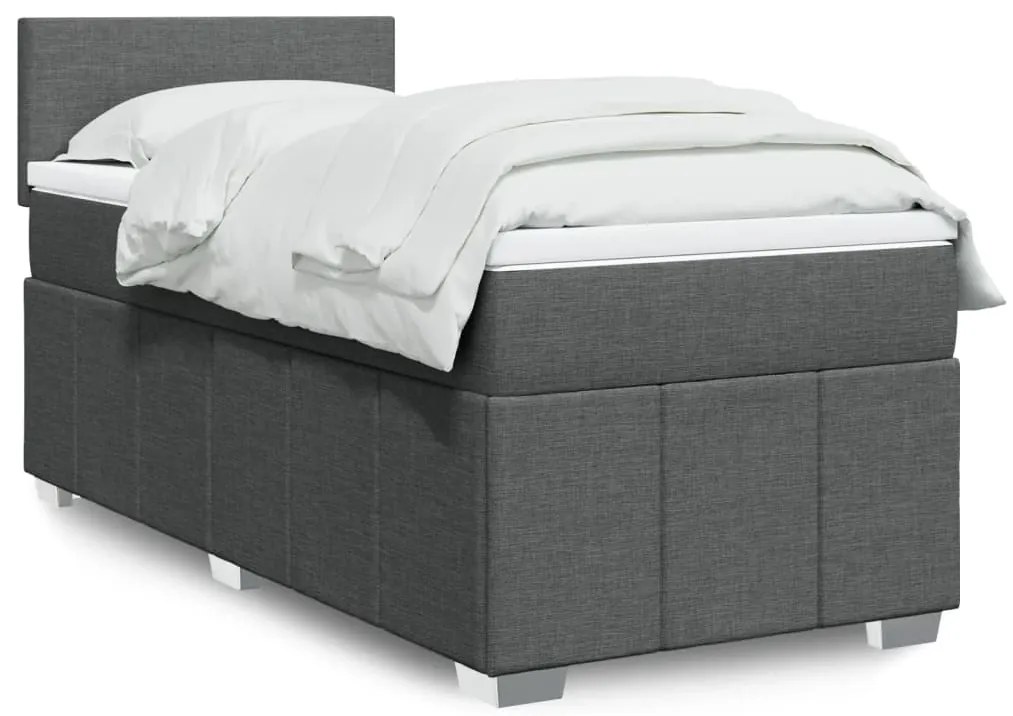 vidaXL Pat box spring cu saltea, gri închis, 80x200 cm, textil